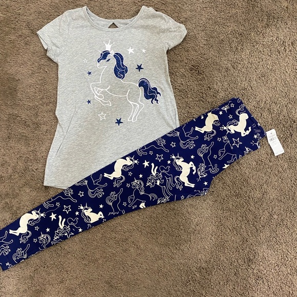 Girls Justice Glitter Unicorn leggings Outfit size 10/12 - Picture 3 of 7